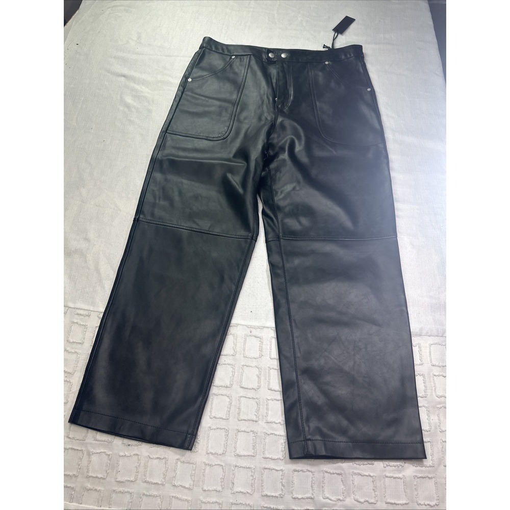 BLANKNYC The Baxter Black Faux Leather Wide‎ Leg Pants Plus Size 14W New